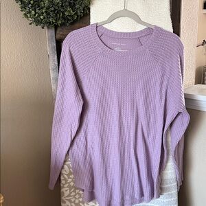 aerie lavender Long Sleeve Waffle Knit Top